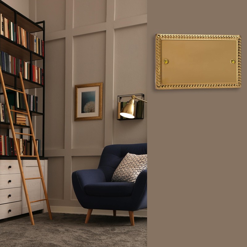 Varilight Double Blank Plate Classic Georgian Brass