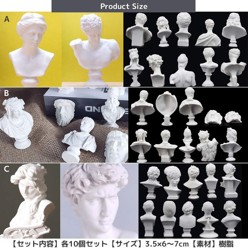 FUPUTWO Miniature Plaster Figure, Replica, Plaster Statue Style, Drawing, Resin