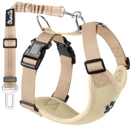 SlowTon Dog Car Harness Seatbelt Set, Pet Vest Harness with Safety Seat Belt for Trip and Daily Use Adjustable Elastic Strap and Multifunction Breathable Fabric Vest in Vehicle for Dogs