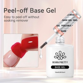 Born Pretty Peel Off Base Gel, Peelable Base Gel Coat for Gel Polish, Peelable Clear Foundation for Use with UV LED Nail Lamp, Nail Practice UV Nail Lamp Required Perfect for Beginners 15ML