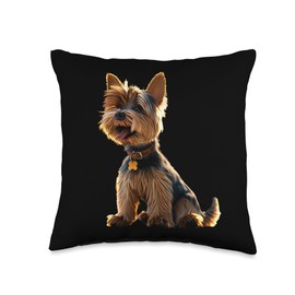 Yorkshire Terrier with Sunglasses Dog Lover Cute Yorkie Throw Pillow