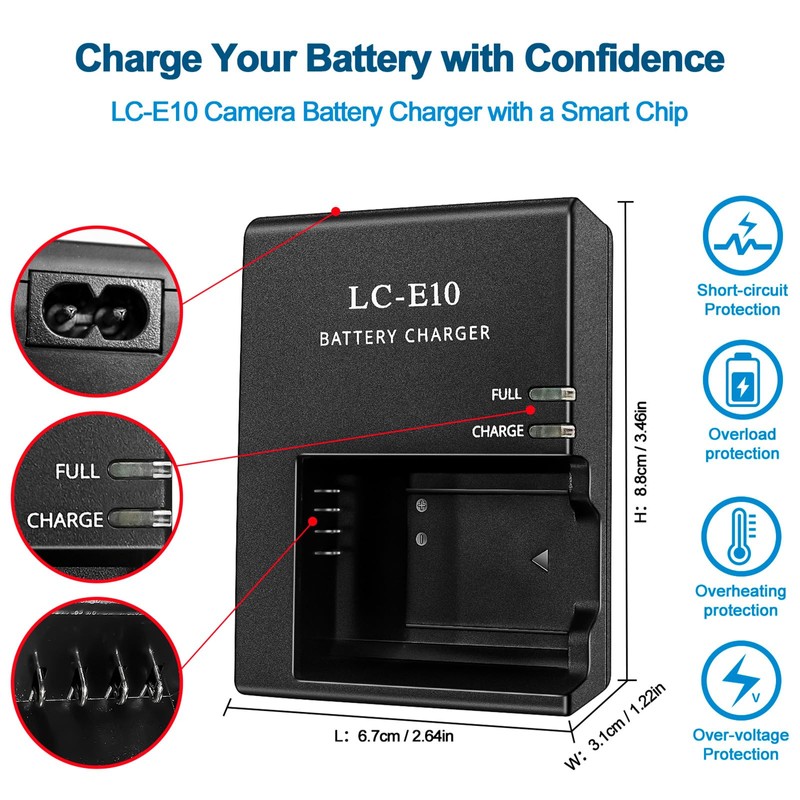 Camulti LC-E10 E10C E10E Battery Charger Fast Charging for Canon