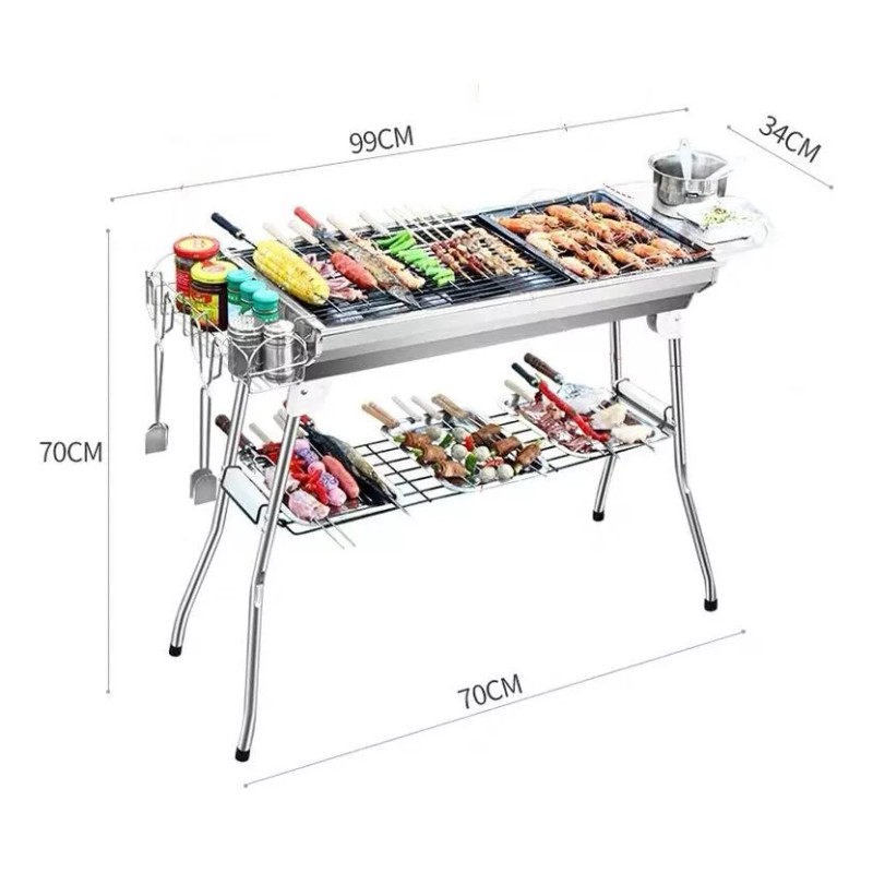 cestbella Asador De Carbón Acero Inoxidable De Almacenamiento Plegable