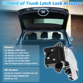 TUCKBOLD No.G33M-62-310/937-716 Rear Trunk Latch Lock Actuator for Mazda 3 2010-2018 for Mazda CX-5 2013-2024 for Mazda CX-50 CX-9 CX-30 Trunk Boot Lid Lock Actuator 4 Pin Tailgate Latch