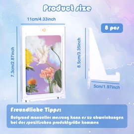 Pack of 8 35PT Magnetic Card Holder Trading Card Cases UV Protection with 8 Triangle Stands, Hard Card Sleeves (7.3 x 11 cm / 2.87 x 4.33 inches), Transparent Card Sleeves for Sports Cards Collection
