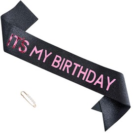 ZHBDPaty "It's My Birthday" Glitter Sash - Birthday Decorations for Women, Birthday Girl, for Birthday Party Supply Accessories (Black)