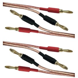 electrosmart 2 x 5m Speaker Cable with Fitted 4mm Banana Plug Connectors 14 AWG Transparent Wire