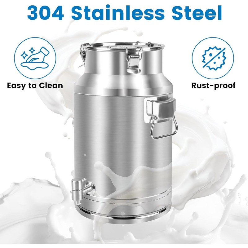 304 Stainless Steel 20 Liter Milk Can, 5.25 Gallon Wine