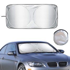 Car Front Sunshade, Foldable, Blackout, Insulated, Sunshade, UV Protection, Anti-deterioration, Heat Protection, Lightweight, Compact, Easy Installation, Storage Bag Included (M 59.1 x 27.6 inches (150 x 70 cm))