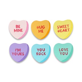 Roeda Brighten Your Life 14434m Converstion Heart Candies Set of 6 Valentines Day Magnets - Be Mine, Hug Me, Sweet Heart, I'm Yours, You Rock, Love You