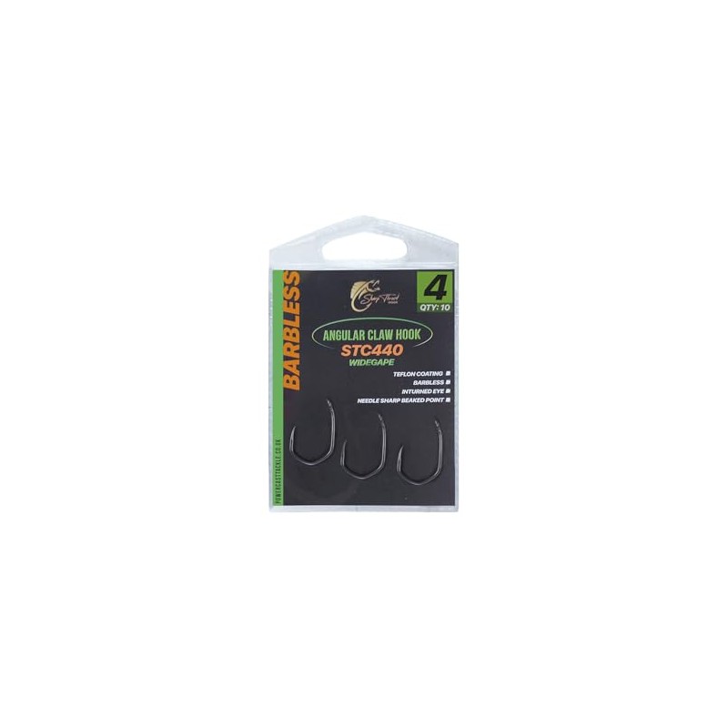 Angular Claw Carp Hooks Wide Gape - STC440, PTFE Coated