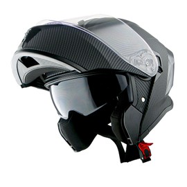 1Storm New Motorcycle Bike Modular Full Face Helmet Dual Visor Sun Shield with Rechargeable LED Tail Light: LED-X90 Carbon Fiber Black