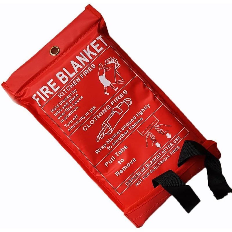 Fire Blanket, LARGE SIZE 1mX1m, EASY & FAST UNFOLDING FIRE