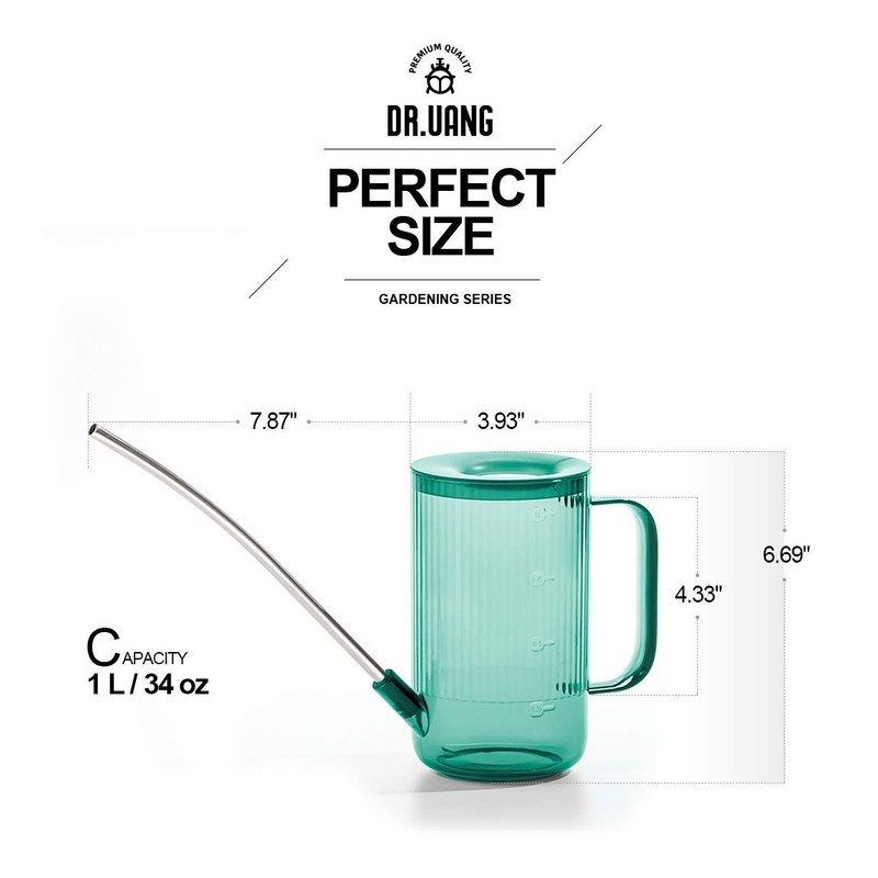 Small Watering Can Indoor Plants with Long Spout (1L, Emerald)