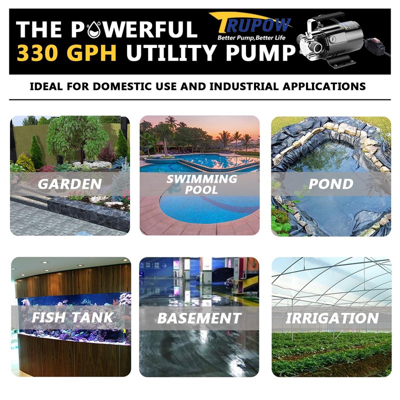 Trupow 1/10HP 330GPH 115-Volt Mini Portable Electric Utility Sump Transfer
