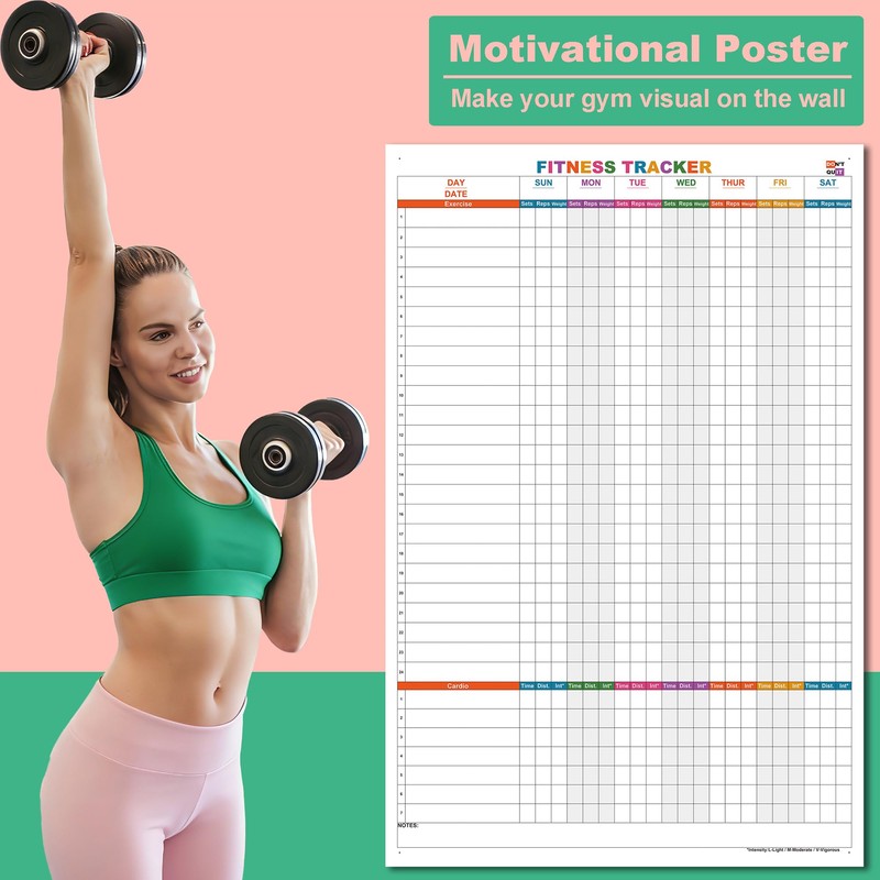 Weekly Dry Erase Fitness Calendar,24x36 Inch