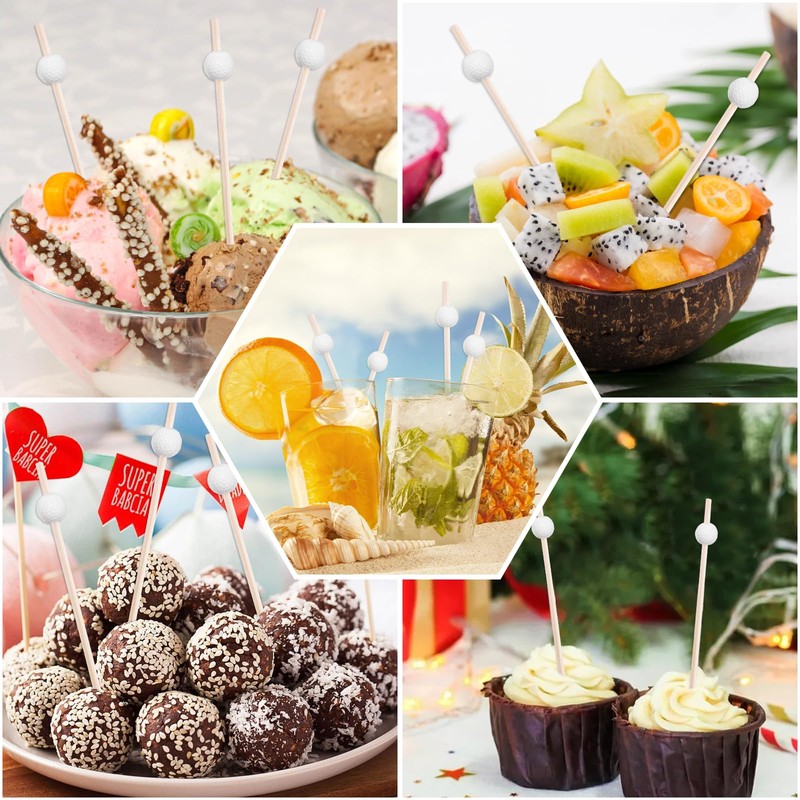 MEMOVAN 4.7 Inch Golf Cocktail Picks 100PCS Golf Theme Toothpicks