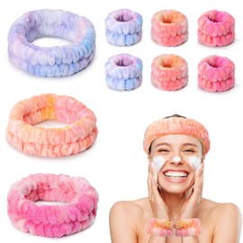 Kit KINGTLE de 9 piezas: 3 diademas de franela y 3 muñequeras absorbentes para skincare