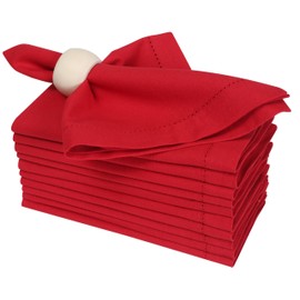 Limecasa Cloth Napkins Hemstitched Wedding Napkins, Set of 12, Machine Washable, 18x18, Barbados Cherry