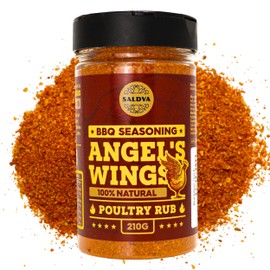 SALDVA Angel's Wings BBQ Chicken Rub - 100% Natural Aromatic Chicken Seasoning - Perfect Blend Of Spices For Amazing Chicken BBQ And Grill Dishes - Large Jar (210g)
