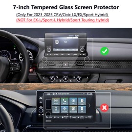 AZZIGO Tempered Glass Screen Protector For 2023 2024 2025 Honda CRV and Civic (LX/EX/Sport Hybrid) 7-inch Touchscreen Accessories HD