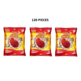 Vero Mango Flavored Acidulated Hard Candy Lollipops Coated with Chili: 120 Pieces - Wgg12