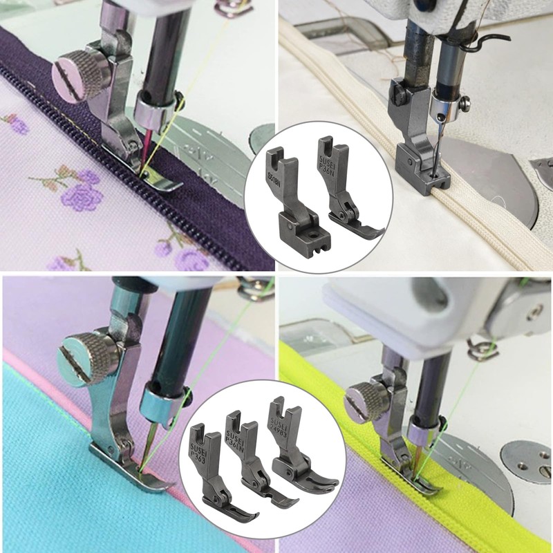 YEQIN 5Pcs Industrial Sewing Machine Zipper Cording Presser Feet for