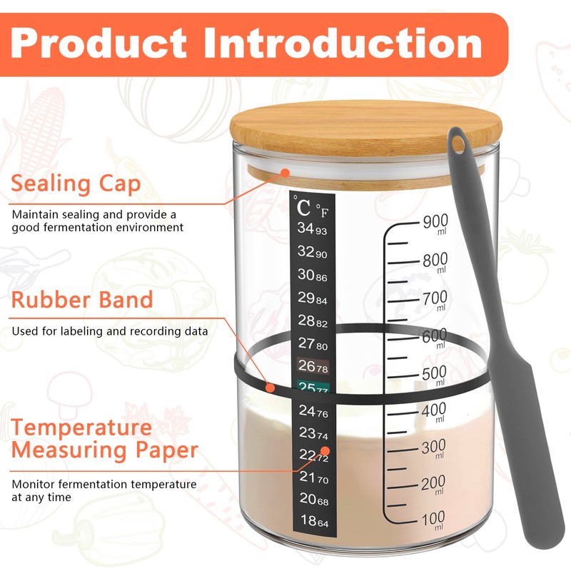 Sourdough Starter Jar 900ml Wide Mouth Sourdough Starter Container Reusable
