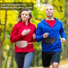 Pack of 2 Money Belt Bag for Travel Hidden Anti-Theft Waterproof Bag - Safe, Comfortable, Adjustable Elastic Concealed Money Belt for Women Men Running Dog Walking