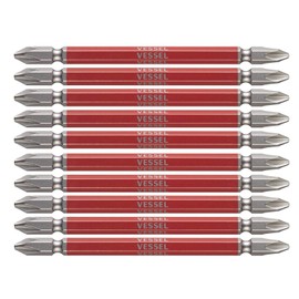 Vessel GS10P2110F Double-Ended Plus Rigid Bit, 40V Compatible, Colored, +2 x 110, Set of 10