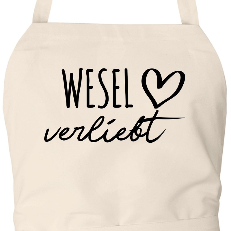 Huuraa Grillschürze Wesel verliebt Geschenk Natur Baumwolle Wesel Mitbringsel