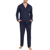 Wikoan Mens Pyjamas Cotton Set Notched Collar Pajamas for Men