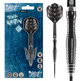 Shot! Darts Tribal Weapon Series 4 Steel Tip Dart Set-Centre Weighted 90% Tungsten Barrels 26 gram