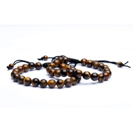 Wonder Care Tiger Eye Natural Gemstone Yoga Meditation Beads Rakhi Bracelet Reiki Balancing Wrist Band Adjustable Rakhi Bracelet Gift (Pack of 2)