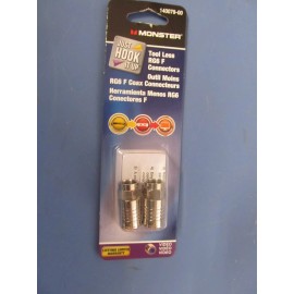 Monster Tool Less RG6 F Connectors  Package of 2.  #140079-00   NEW