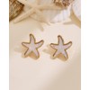 FAUTHENTICUTE White Starfish Earrings For Women With Gold Frame Large