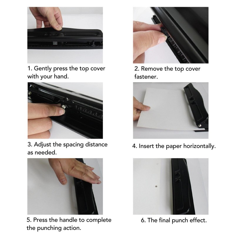 3 Hole Puncher 7mm Diameter Adjustable Spacing Metal Hole Punch