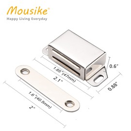 Mousike Cabinet Magnets 15KG Stainless Steel Magnetic Door Catch Magnetic for Kitchen Cupboard Wardrobe Closet Cabinet Door Drawer Latch (Silver 4 Pack)