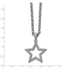 Solid Stainless Steel Round CZ Cubic Zirconia Star Pendant Necklace