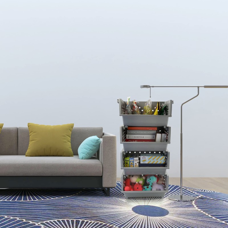 Ucake 4 Pack Stackable Detachable Storage Baskets, Stacking Bins for