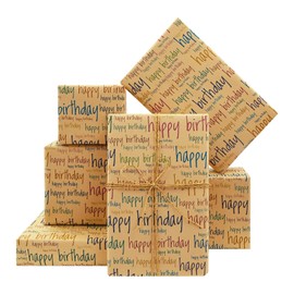 Happy Birthday Wrapping Paper for Boys Kids Girls, 4 Sheets Gift Birthday Wrapping Paper, 50 x 70cm per Sheet Kraft Folded Birthday Paper for All Birthday Occasions