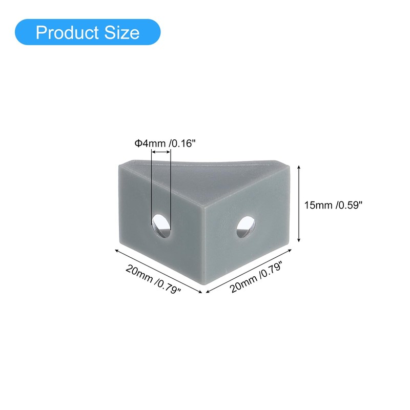 sourcing map 50Pcs 90 Degree Plastic Corner Braces, 20x15x20mm Nylon