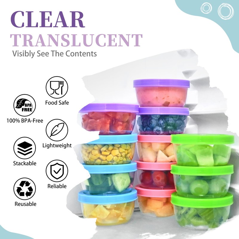 TOFLEN Reusable Small Freezer Containers 5 Oz Plastic Food Storage