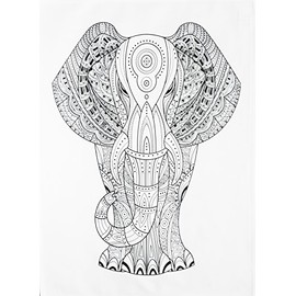 Half a Donkey The Big Zentangle Elephant - Large Cotton Tea Towel