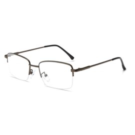 LJCZKA Blue Light Filter Glasses Half Frame Rectangular Men Glasses Frame Half Frame Glasses Metal Frame Men Gaming TV Eye Strain Reducing, weapon