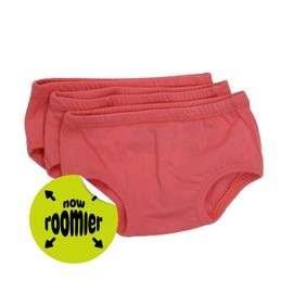 Tiny Undies ROOMIER Small Cotton Underwear, Unisex, for Babies and Toddlers, Elimination Communication or Potty Training - 3-pack (3T, Bubblegum Pink)