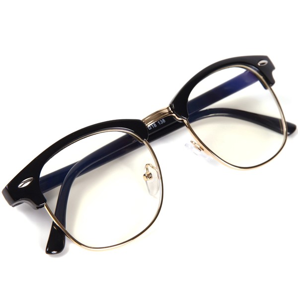 FREESE Men's Blue Light Reduction Glasses, Wellington Classic, black/gold