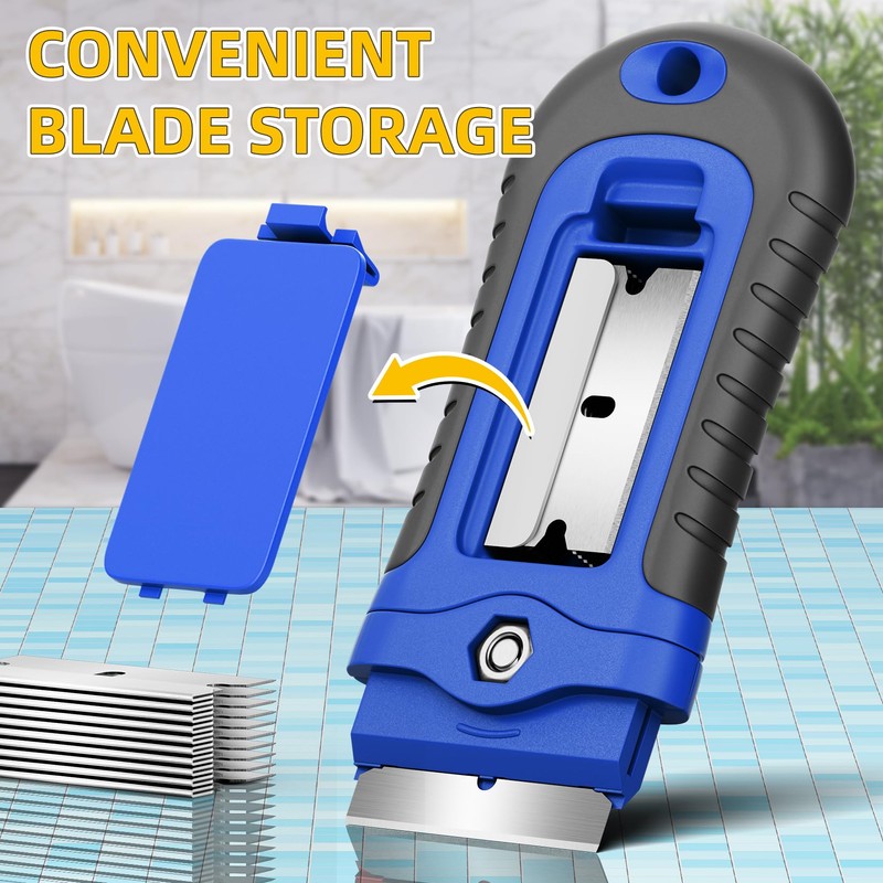 DIYSELF 1 Pack Razor Blade Scraper, Glass Scraper with Extra