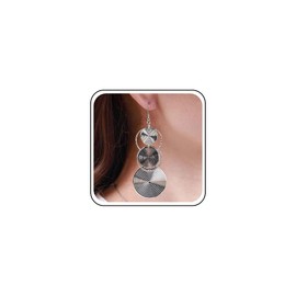 Inilbran Boho Round Dangle Drop Earrings Vintage Spiral Carved Earrings Silver Circle Triple Long Earrings Ethnic Geometric Statement Earrings Jewelry for Women and Girls