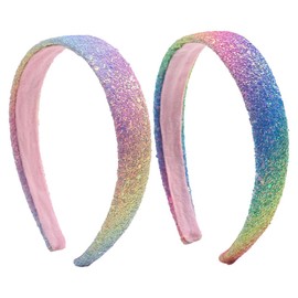 AlamnoFu Glitter Headbands for Girls Wide Sparkly Headbands for Little Girl Hair Accessories Thick Bling Hairband for Children